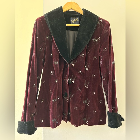 Monsoon London Purple and Black Velvet Sequined Jacket - Picture 1 of 9